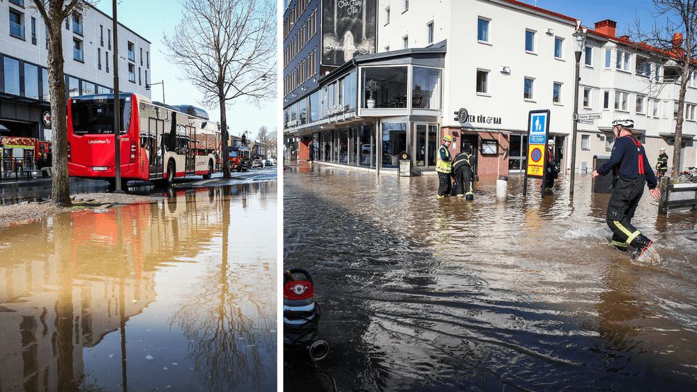  تسرب مائي كبير في وسط مدينة يونشوبينغ 