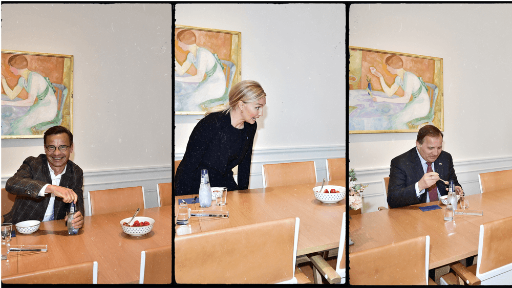 رؤساء الأحزاب في السويد.. فرقتهم السياسة وجمعتهم الفراولة 
