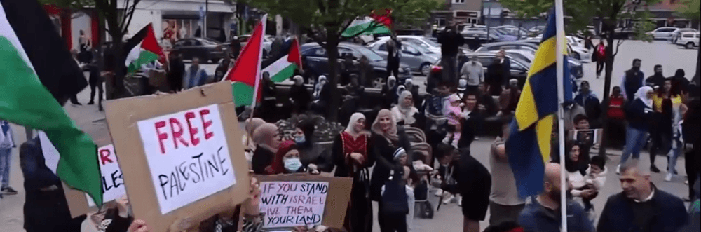 وقفة تضامنية في مدينة سويدية: أوقفوا الحرب على غزة