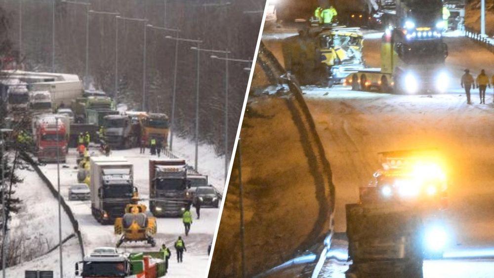 حادث سير بسبب الثلوج في السويد